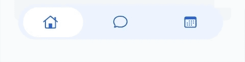 Darma iOS tab bar — Home, Chat, Calendar