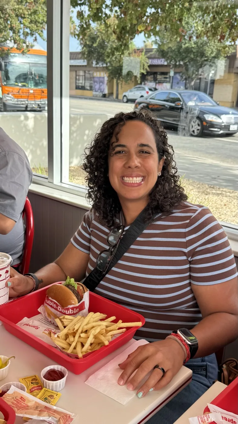 Mariana with a double-double at In-N-Out