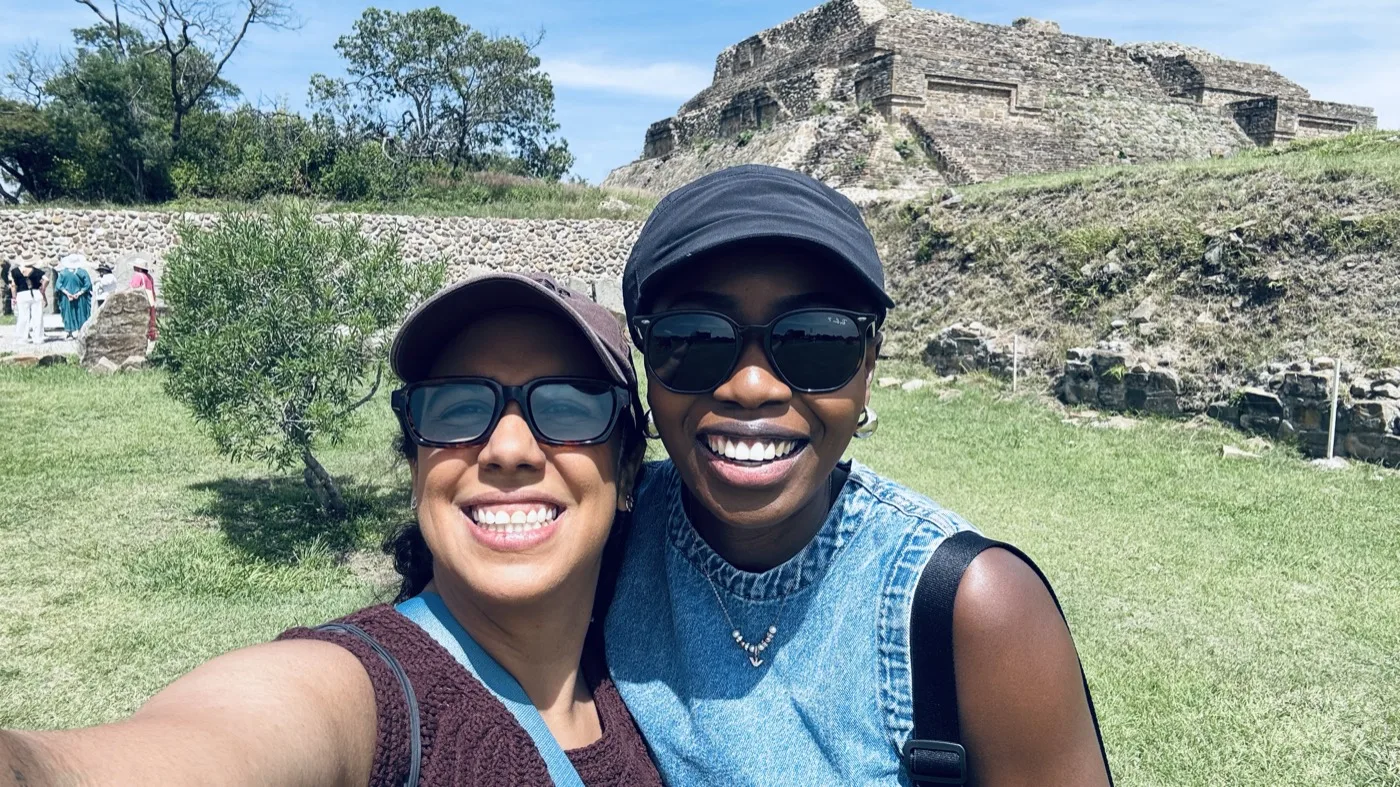 Mariana and a friend at ruins in Mexico